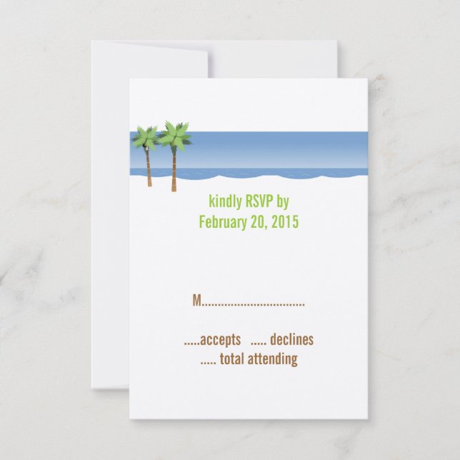 Placas RSVP de Casamento de Palm Trees Beach (Frente)