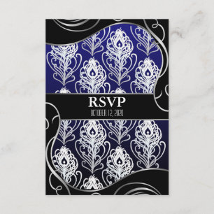 Placas RSVP de Casamento de Pancas Pretas e Azuis