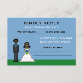 Placas RSVP de Casamento de Pixel Gamer Bride & Gr