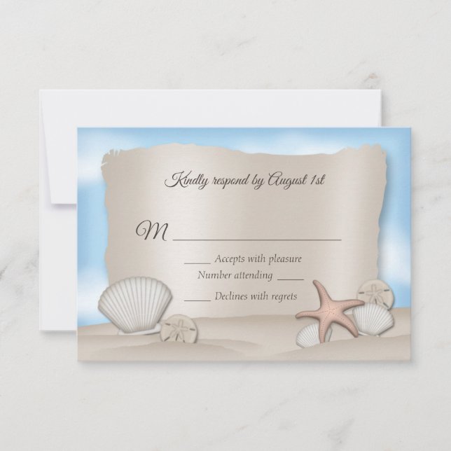 Placas RSVP de Casamento de Praia (Frente)