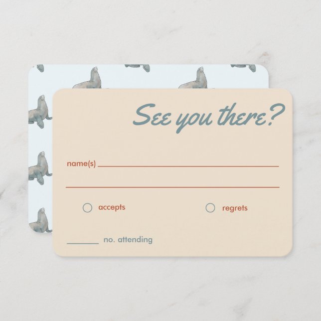 Placas RSVP de Casamento de Praia (Frente/Verso)