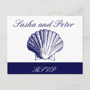 Placas RSVP de Casamento de Praia da Shell Azul ma