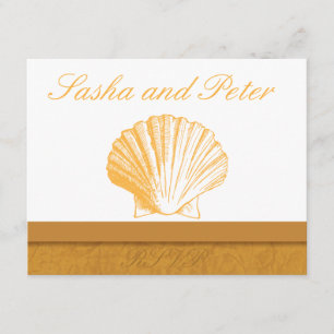 Placas RSVP de Casamento de Praia da Shell da ouro