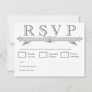Placas RSVP de Casamento de Quatrefoil Preto e Bra