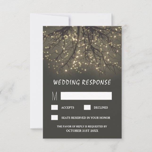 Placas RSVP de Casamento de Ramificação de Árvore  (Frente)