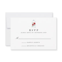 Placas RSVP de Casamento de rosa vermelha