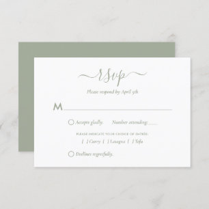 Placas RSVP de Casamento de Script Verde do Modern