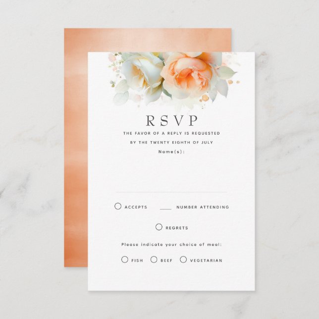 Placas RSVP de Casamento de Terracotta Floral Ligh (Frente/Verso)