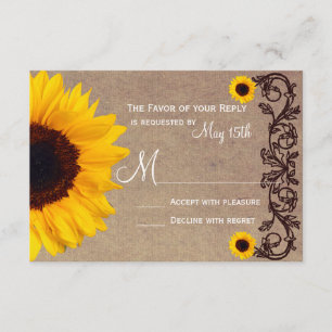 Placas RSVP de Casamento de Vinhas de Girassol