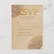 Placas RSVP de Casamento | Dourado Nouveau Deco
