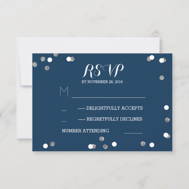 Placas RSVP de Casamento Elegante Confetti do Mari (Frente)