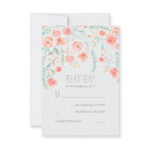 Placas RSVP de Casamento Elegante de Aquarela Flor