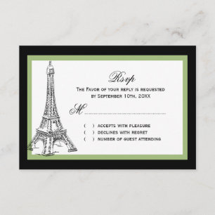 Placas RSVP de Casamento em Torre Eiffel