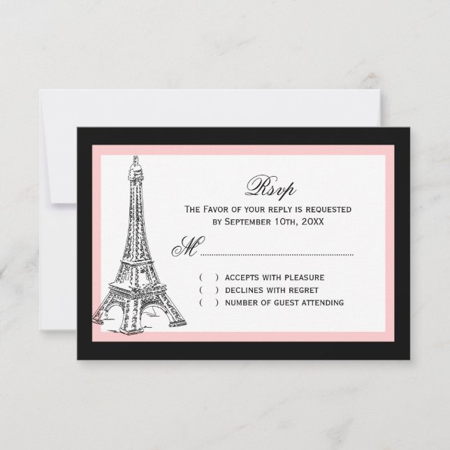 Placas RSVP de Casamento em Torre Eiffel (Frente)