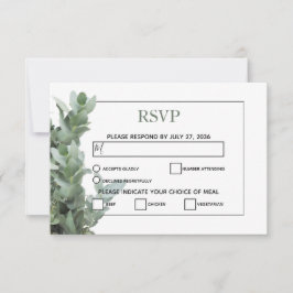 Placas RSVP de Casamento Eucalyptus de Dólar Prata