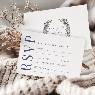 Placas RSVP de Casamento Floral Botânico Violeta R