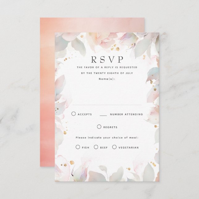 Placas RSVP de Casamento Floral Claro (Frente/Verso)