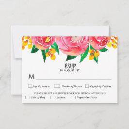 Placas RSVP de Casamento Floral de Cor Amarela Cor