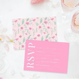 Placas RSVP de Casamento Floral de Teal Rosa Quent