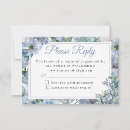 Placas RSVP de Casamento Floral Dusty Blue