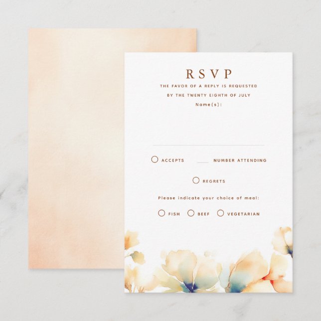 Placas RSVP de Casamento Floral Eetal (Frente/Verso)