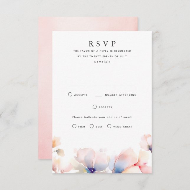 Placas RSVP de Casamento Floral Eetal (Frente/Verso)