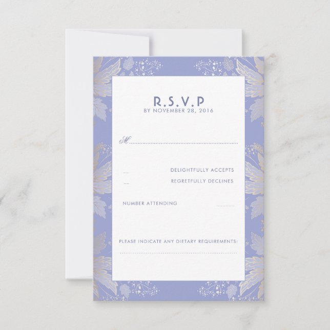 Placas RSVP de Casamento Floral Elegante lavanda R (Frente)