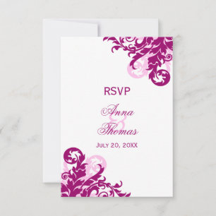 Placas RSVP de Casamento Floreado Magenta