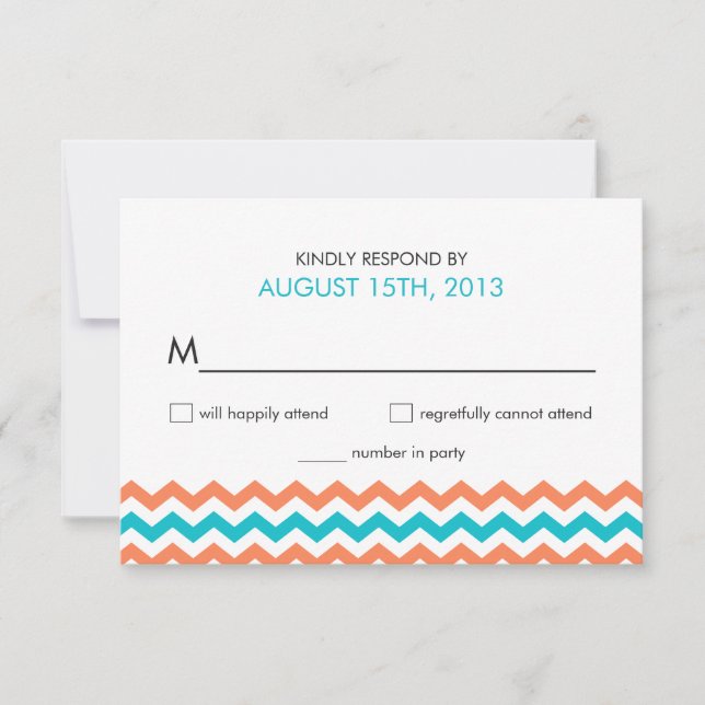 Placas RSVP de Casamento Moderno Chevron Zigzag (Frente)