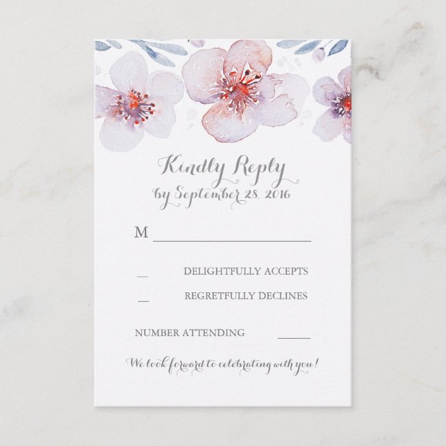 Placas RSVP de Casamento Moderno de Jardim Floral  (Frente)