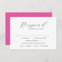 Placas RSVP de Casamento Personalizadas Rosa Vibra