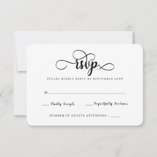 Placas RSVP de Casamento Preto e Branco Moderno