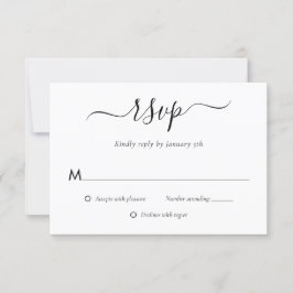 Placas RSVP de Casamento Preto e Branco Moderno