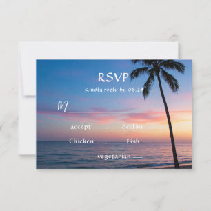 Placas RSVP de Casamento Romântico de Praia Sunset