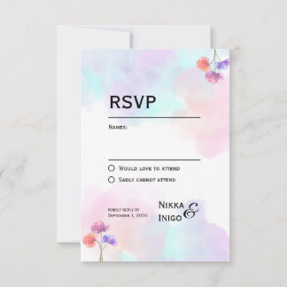 Placas RSVP de Casamento Romântico Rosa e Azul