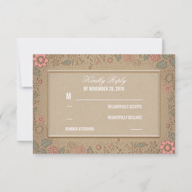 Placas RSVP de Casamento Russo Floral (Frente)