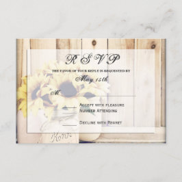 Placas RSVP de Casamento Rustic Sunflower Mason Ja