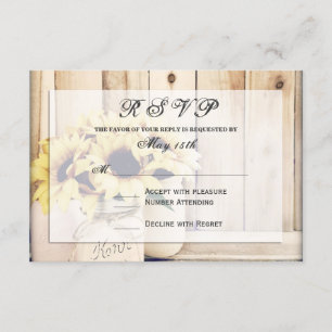 Placas RSVP de Casamento Rustic Sunflower Mason Ja