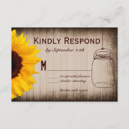 Placas RSVP de Casamento Rustic Sunflower Mason Ja