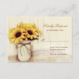 Placas RSVP de Casamento Rustic Sunflower Mason Ja