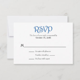 Placas RSVP de Casamento Simples Branco Azul