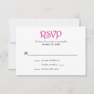 Placas RSVP de Casamento Simples Branco Rosa-Quent