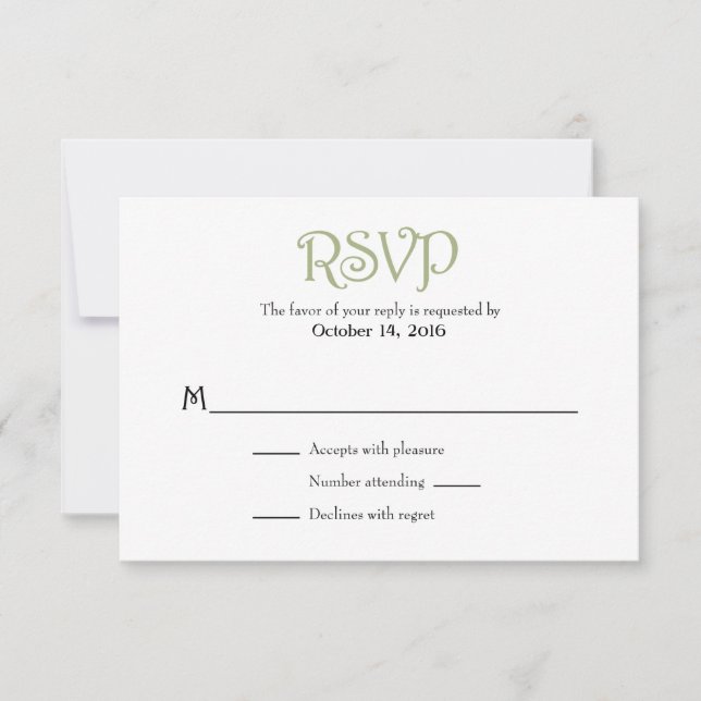 Placas RSVP de Casamento Simples de Azeitona de Se (Frente)
