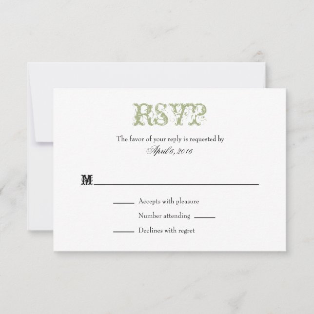 Placas RSVP de Casamento Simples de Azeitona de Se (Frente)
