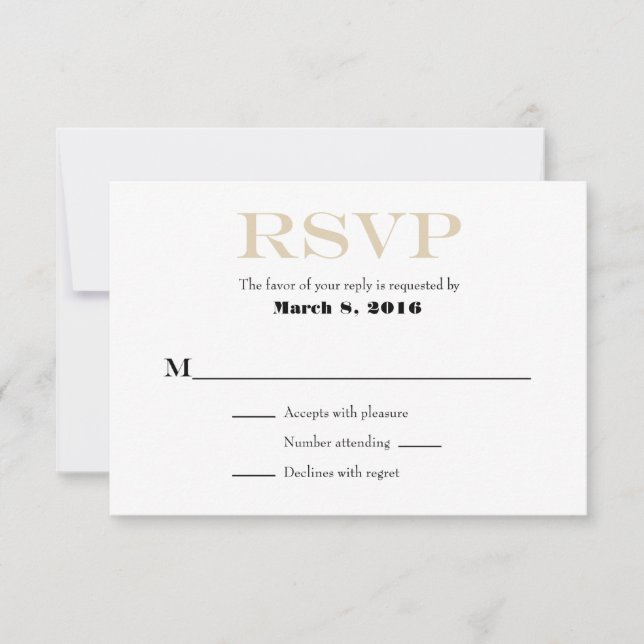 Placas RSVP de Casamento Simples de Branca de Tan  (Frente)