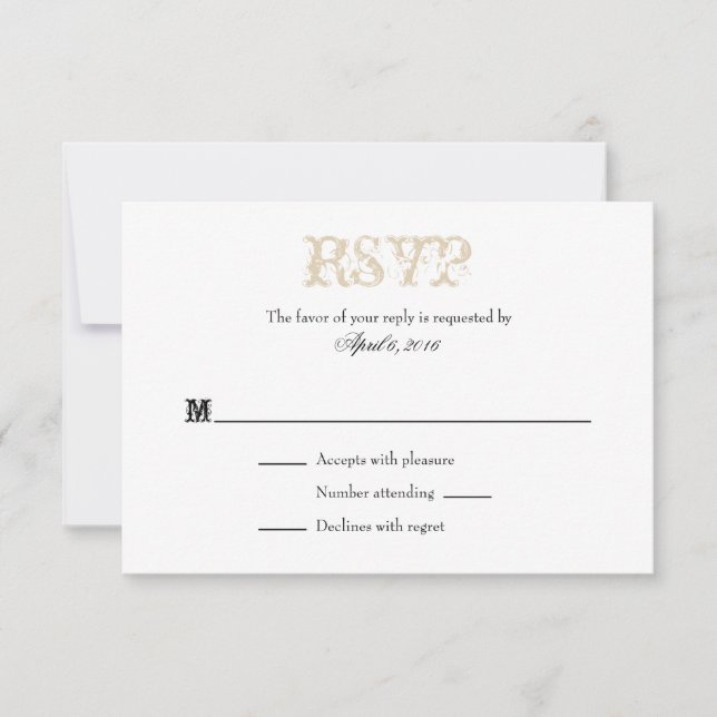 Placas RSVP de Casamento Simples de Branca de Tan  (Frente)