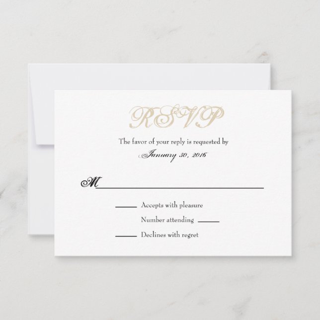 Placas RSVP de Casamento Simples de Branca de Tan  (Frente)