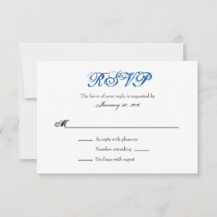 Placas RSVP de Casamento Simples e Branco Azul
