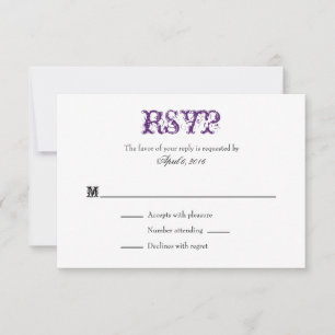 Placas RSVP de Casamento Simples em Branco Púrpura