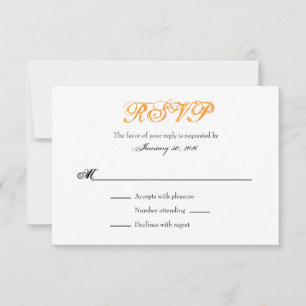 Placas RSVP de Casamento Simples Laranja Branco